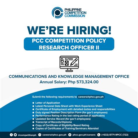 phcc.gov.ph careers|PCC Competition Policy Research Officer III .